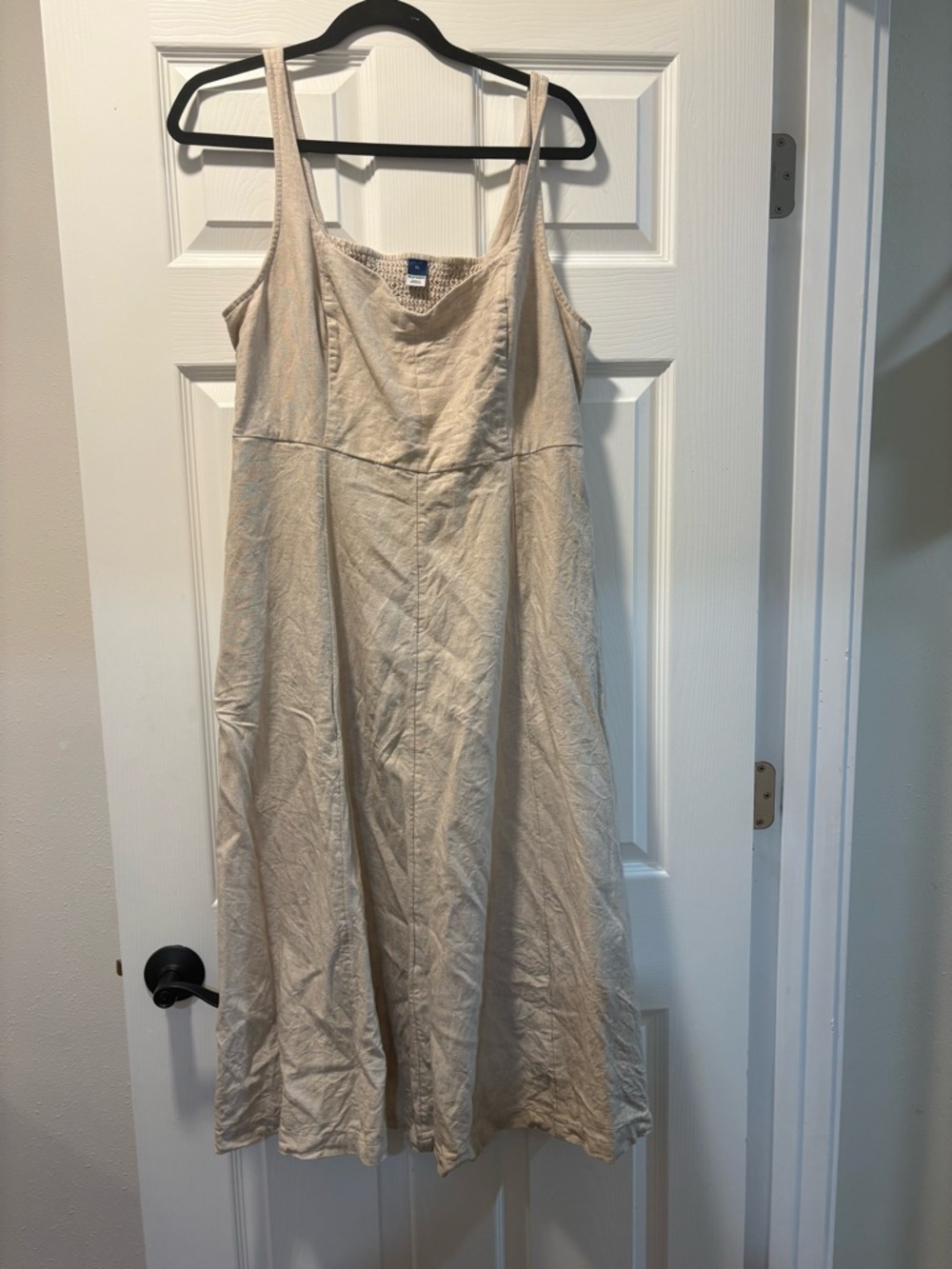 Old Navy Cream Midi Slip Dress with Thin Straps